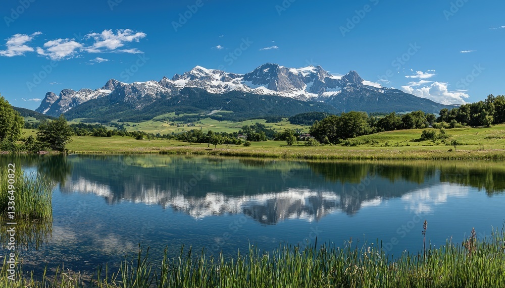 A beautiful mountain range reflecting in a serene lake peacefully A beautiful mountain range reflecting in a serene lake peacefully