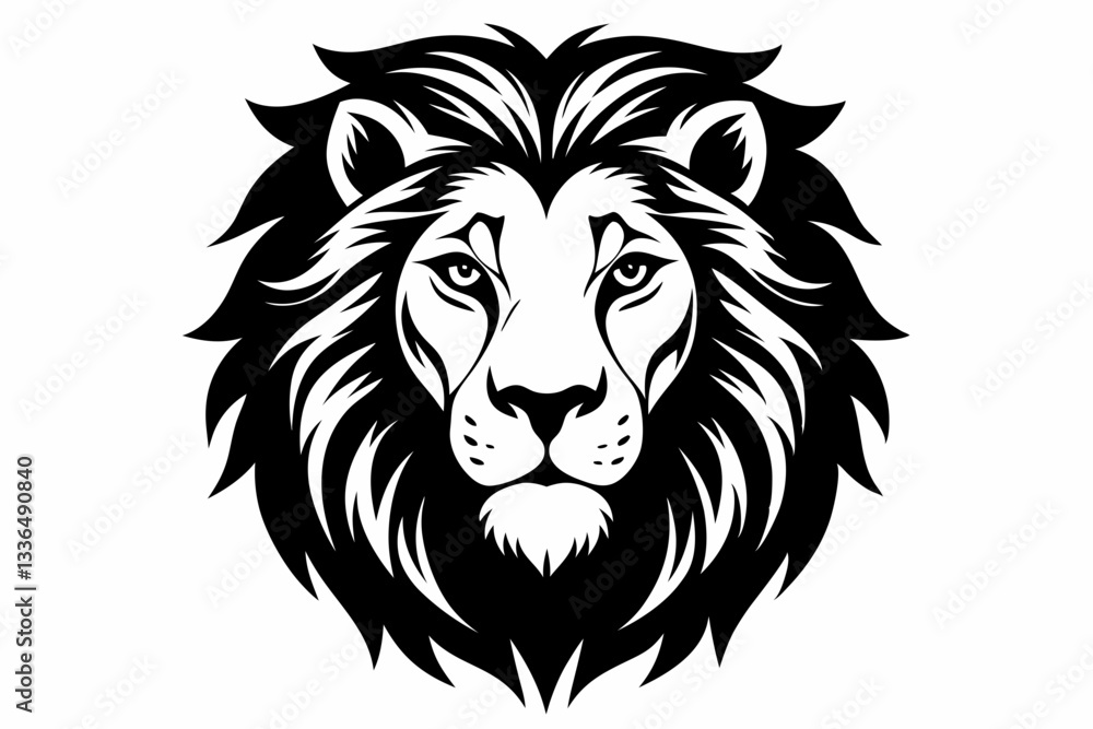 Fototapeta premium lion head line art silhouette vector illustration