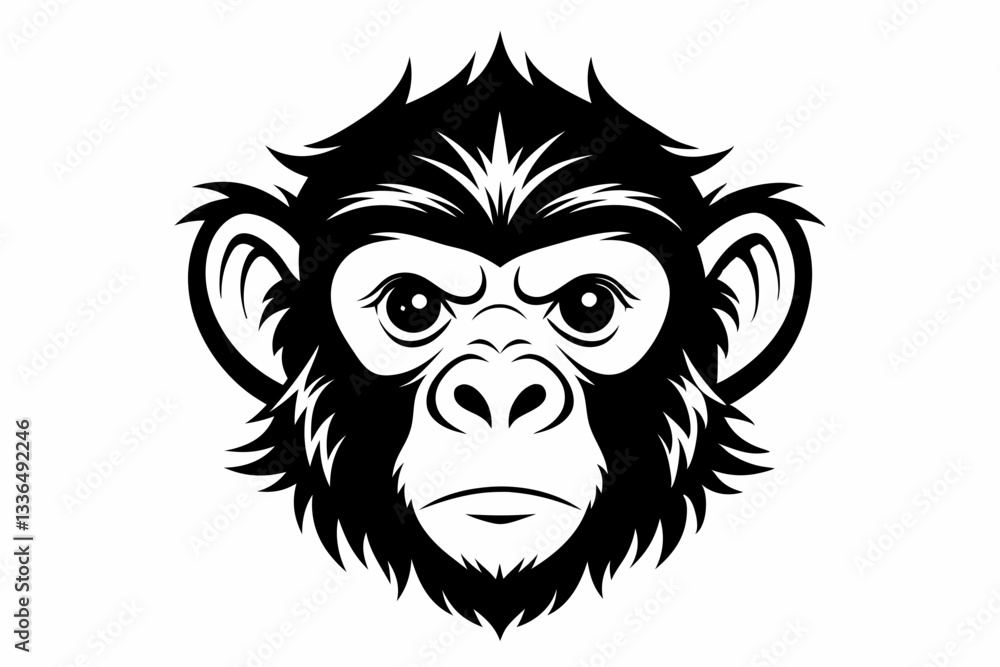 Obraz premium monkey head line art silhouette vector illustration