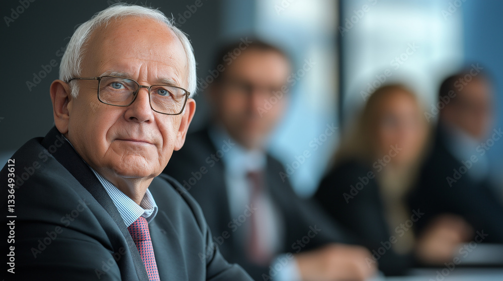 Senior businessman concentrating during a meeting in the office Senior businessman concentrating during a meeting in the office