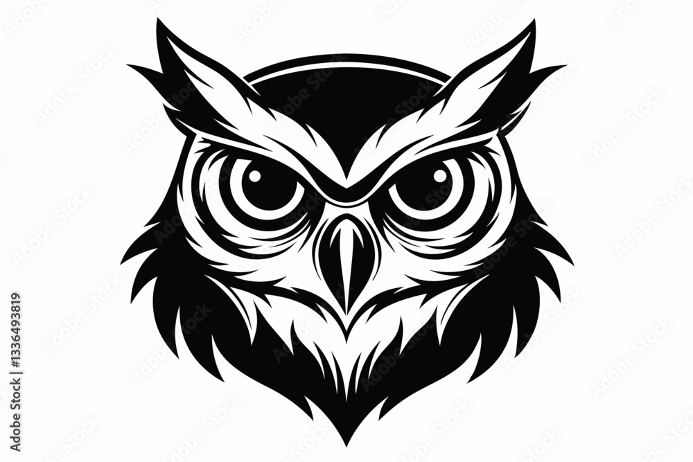 Obraz premium owl head line art silhouette vector illustration