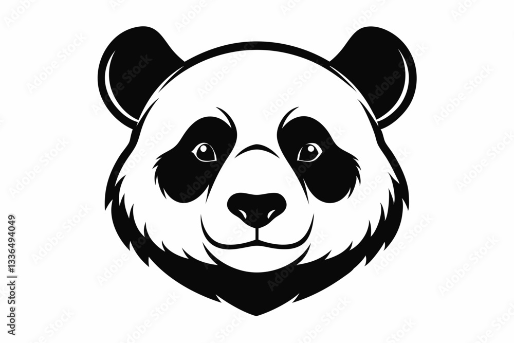 Fototapeta premium panda head line art silhouette vector illustration