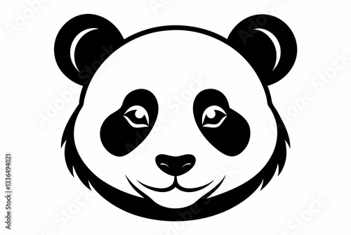 panda head line art silhouette vector illustration