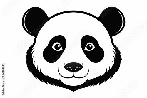 panda head line art silhouette vector illustration