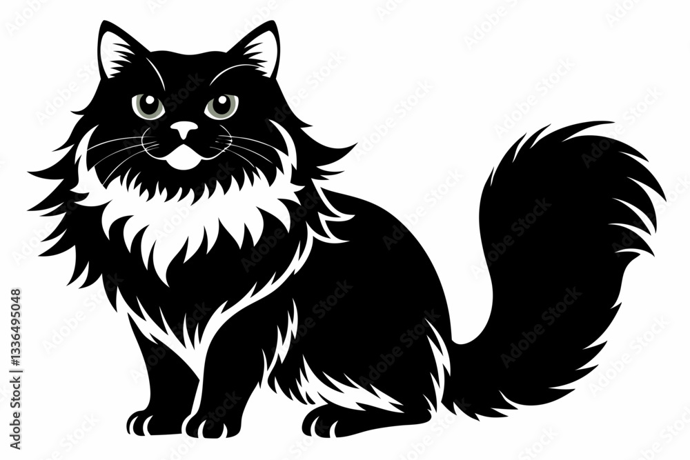 Obraz premium persian cat line art silhouette vector illustration