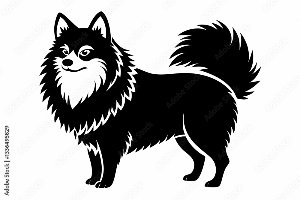 Obraz premium pomeranian line art silhouette vector illustration