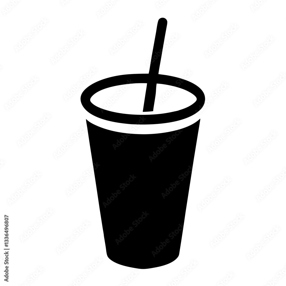 Disposable paper cup with straw and coffee vector illustration Disposable paper cup with straw and coffee vector illustration