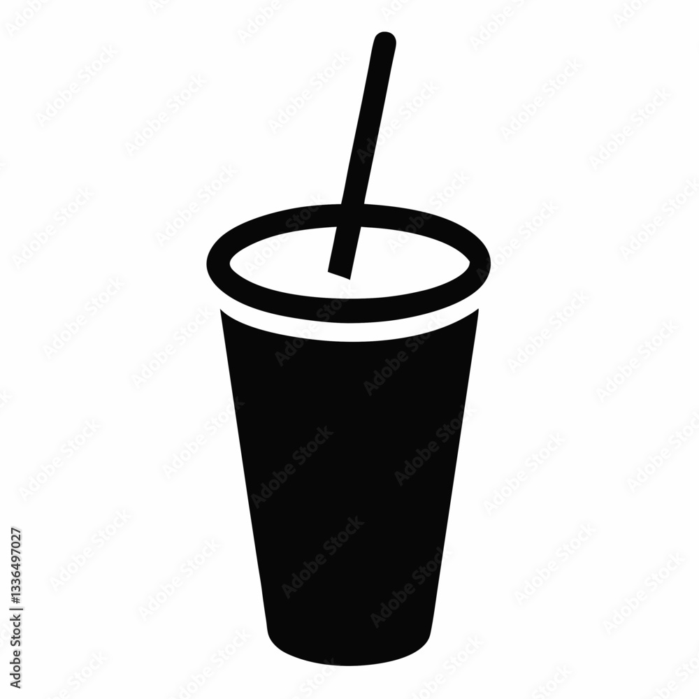 Disposable paper cup with straw and coffee vector illustration Disposable paper cup with straw and coffee vector illustration