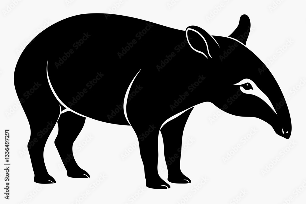 Fototapeta premium tapir line art silhouette vector illustration