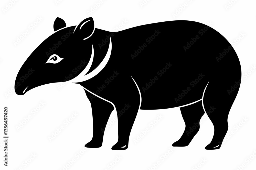 Obraz premium tapir line art silhouette vector illustration