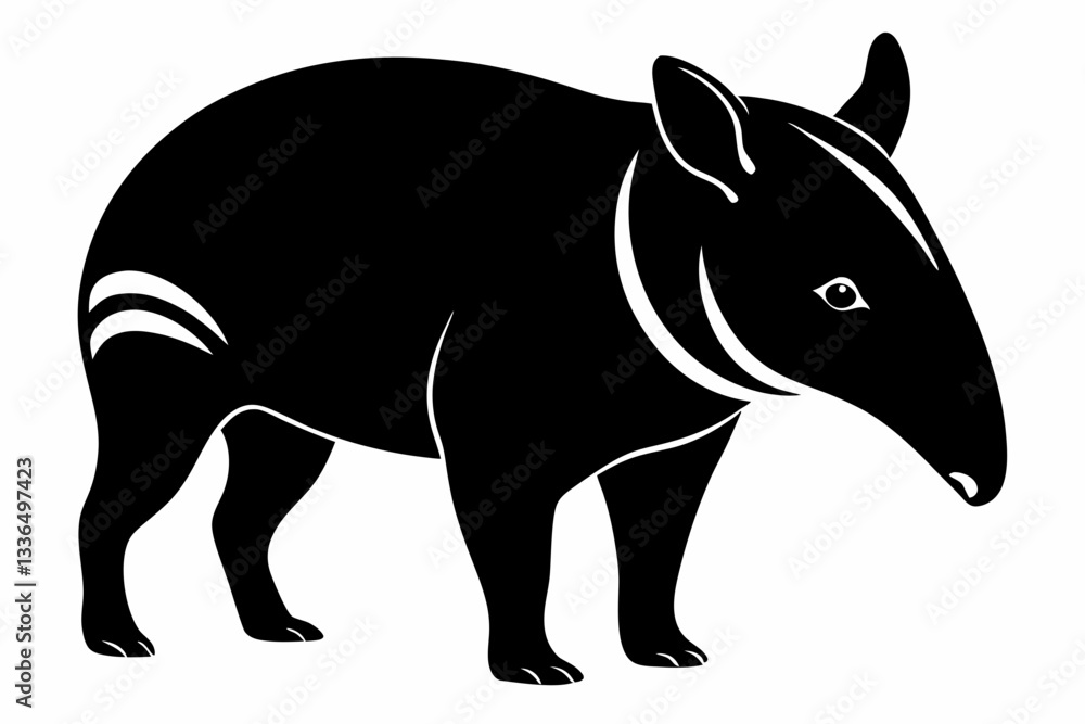 Obraz premium tapir line art silhouette vector illustration
