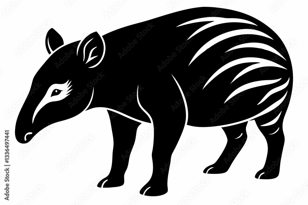 Fototapeta premium tapir line art silhouette vector illustration