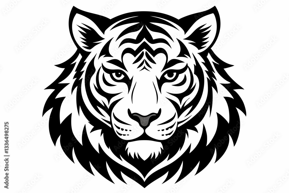Obraz premium tiger head line art silhouette vector illustration