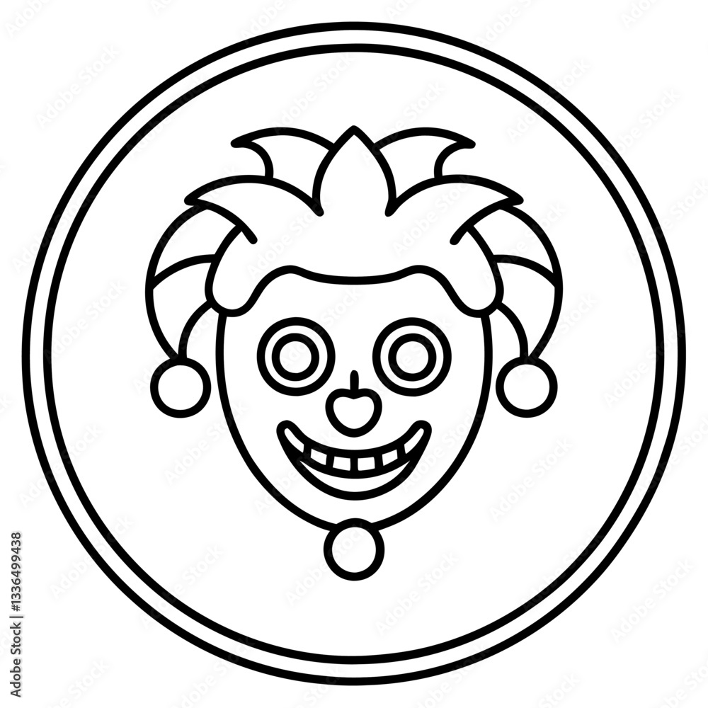 April Fool`s Day Icon. Thin Circle Stencil Design. illustration vector art isolated on white background April Fool`s Day Icon. Thin Circle Stencil Design. illustration vector art isolated on white background