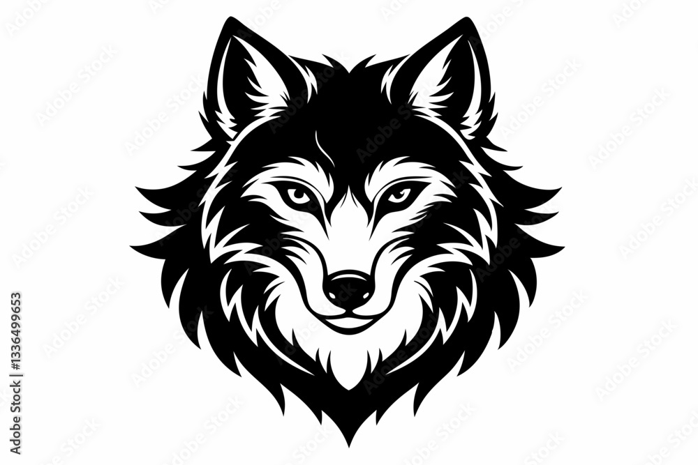 Fototapeta premium wolf head line art silhouette vector illustration