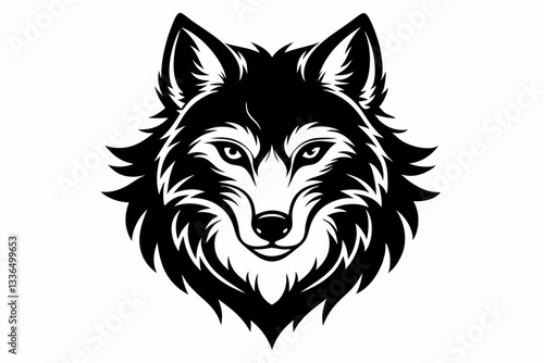 wolf head line art silhouette vector illustration