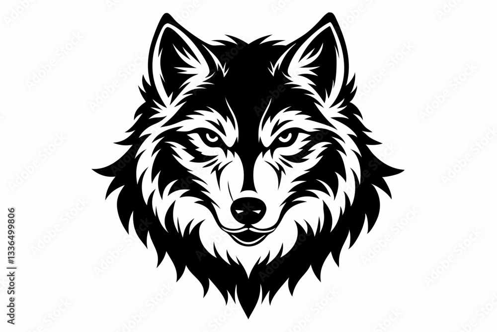 Fototapeta premium wolf head line art silhouette vector illustration
