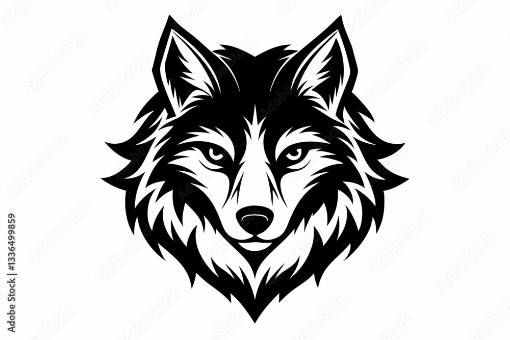 Naklejka premium wolf head line art silhouette vector illustration
