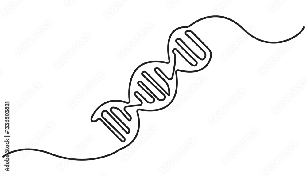 Obraz premium DNA in detailed one line drawing. Scientific research concept. Minimalist vector