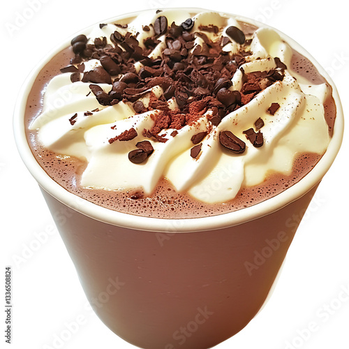 Whipped Cream Hot Chocolate in Paper Cup