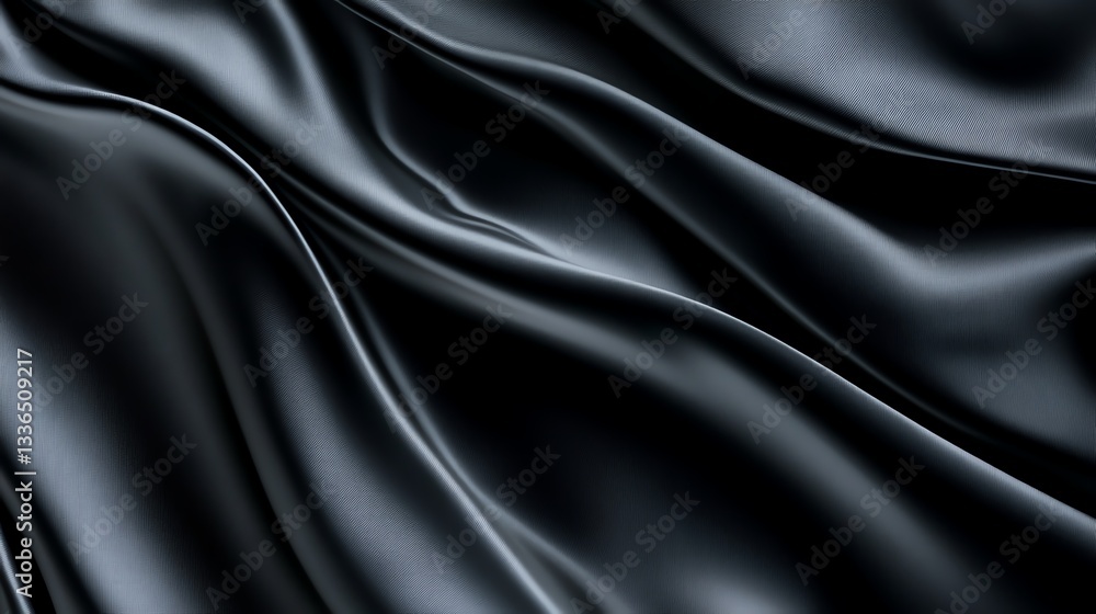 Fototapeta premium Abstract black silk texture with smooth light gradients, soft and sophisticated