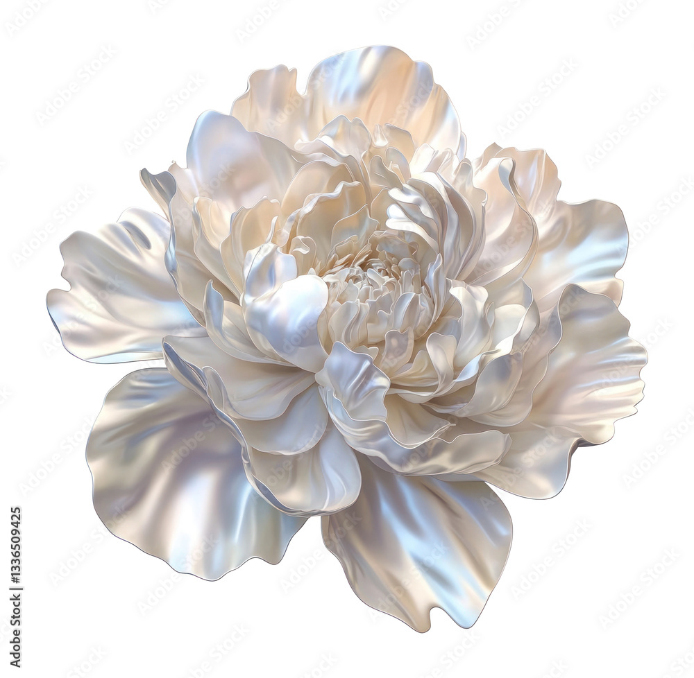 Obraz premium PNG White peony flower illustration accessories iridescent.