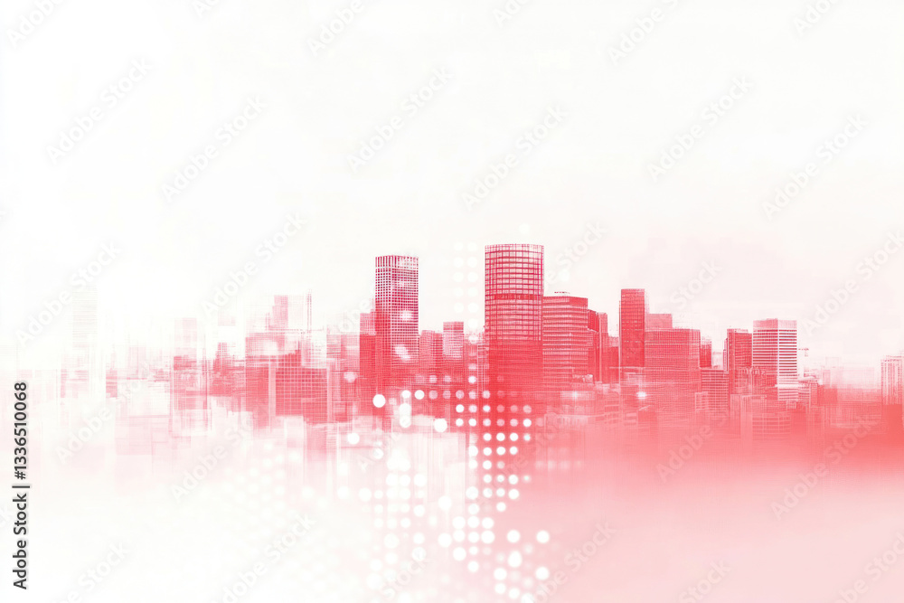 Fototapeta premium PNG White-red gradient business cityscape urban architecture.