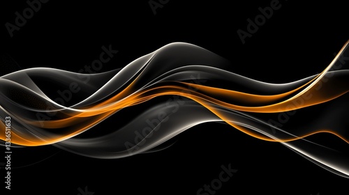 Abstract deep black smoke with soft golden embers, dramatic and elegant background