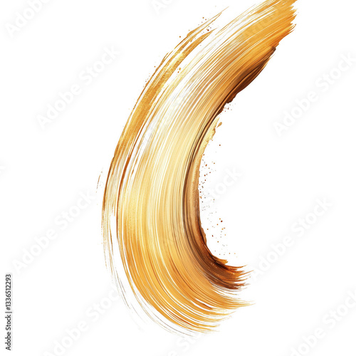 A Gold paint brush strokes isolated on transparent background