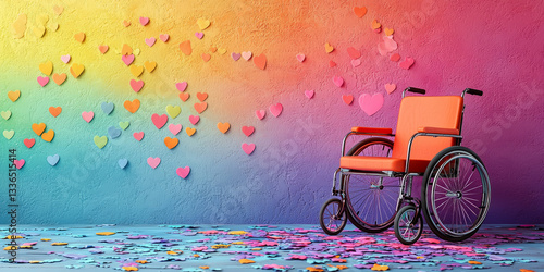 Obraz na płótnie Soft pastel background with wheelchair-accessible symbols w salonie