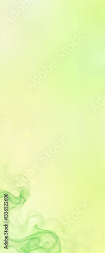 Gentle peridot smoke swirling on pale yellow background, serene ambiance