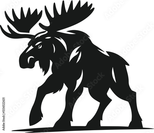 vector illustration of a angry moose standing tall and ready to charge