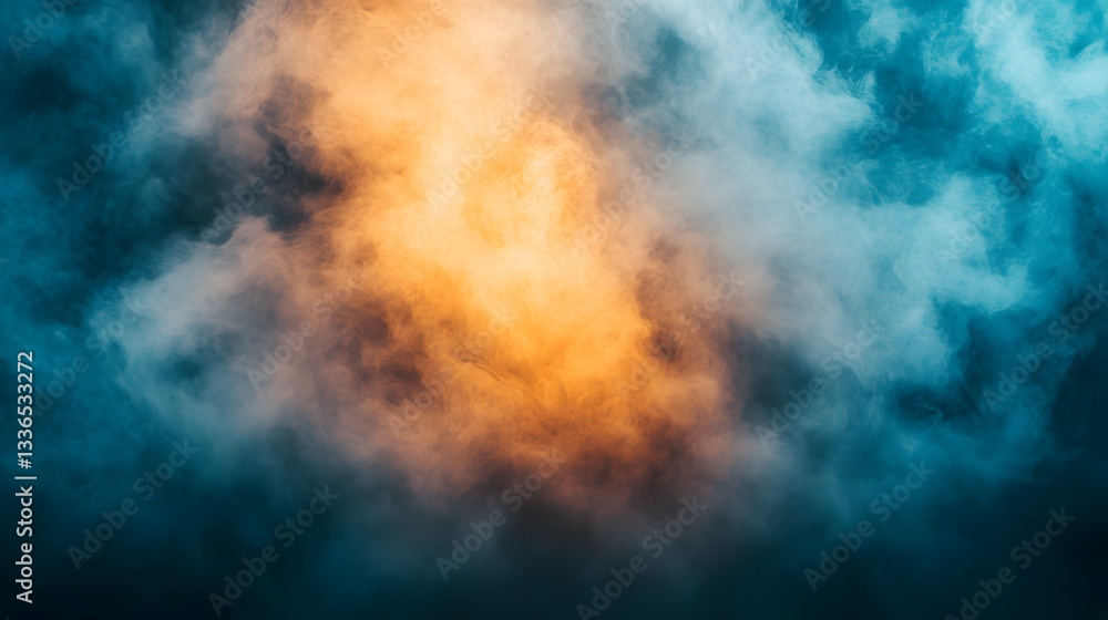 Fiery Mist: Abstract Smoke in Blue and Orange Fiery Mist: Abstract Smoke in Blue and Orange
