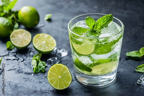 Wallpaper Mural cocktail with green lime and mint  
 Torontodigital.ca