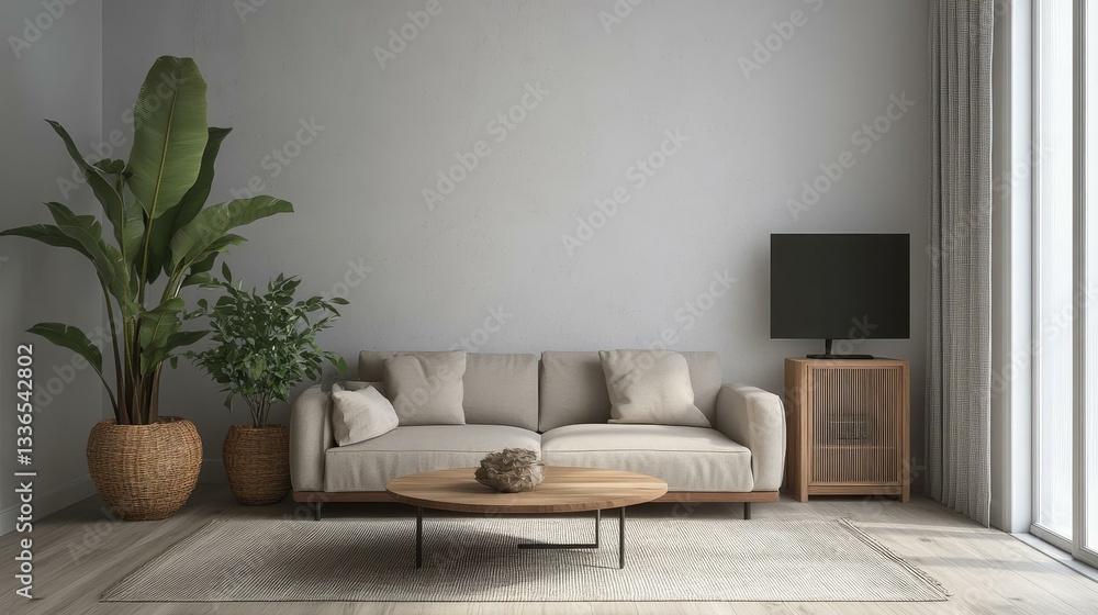 Fototapeta premium Modern Minimalist Living Room Interior Design