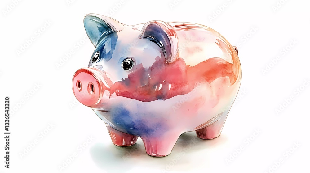 Pink piggy bank on a pile of coins, emphasizing savings growth, investment strategies, and financial responsibility, well-suited for banking materials, graphic novel style Pink piggy bank on a pile of coins, emphasizing savings growth, investment strategies, and financial responsibility, well-suited for banking materials, graphic novel style