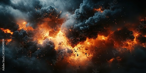 Wallpaper Mural A massive explosion with thick smoke and fire, creating an intense visual effect. Torontodigital.ca