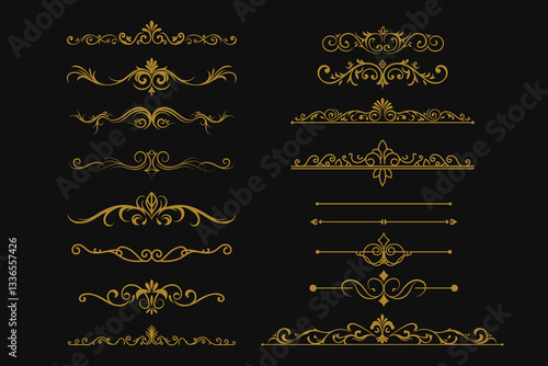 Elegant Ornate Golden Designs Against a Black Background