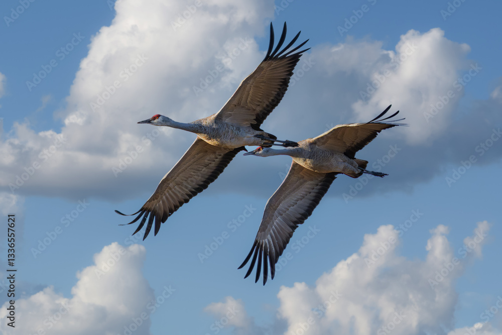 Obraz premium Migrating Greater Sandhill Cranes in Monte Vista, Colorado