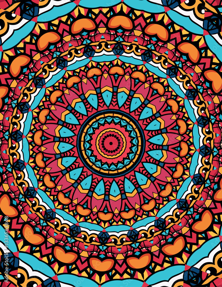 A colorful, intricate mandala design, featuring concentric circles filled with repeating geometric patterns and vibrant colors. A colorful, intricate mandala design, featuring concentric circles filled with repeating geometric patterns and vibrant colors.