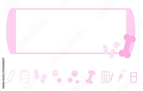 医療・健康をテーマにした骨とくすりのフレーム　ピンク