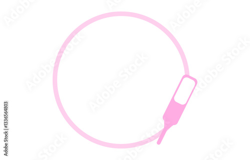 医療・健康をテーマにした体温計のサークルフレーム　ピンク