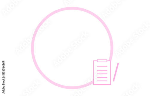 医療・健康をテーマにしたメモのサークルフレーム　ピンク