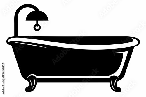 baby bathtub line art silhouette vector illustration