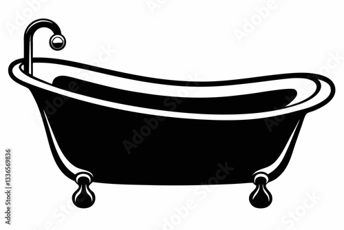 baby bathtub line art silhouette vector illustration