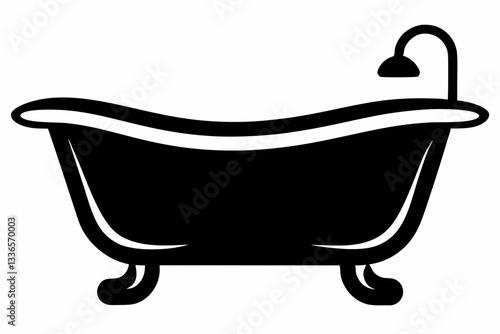 baby bathtub line art silhouette vector illustration