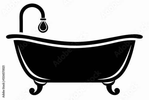 baby bathtub line art silhouette vector illustration
