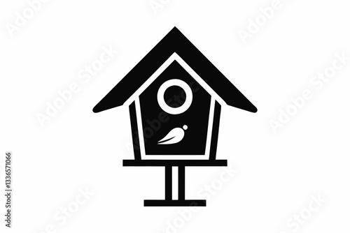 birdhouse icon line art silhouette vector illustration