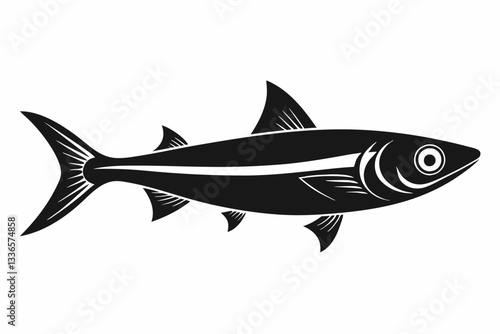 herring fish line art silhouette vector illustration