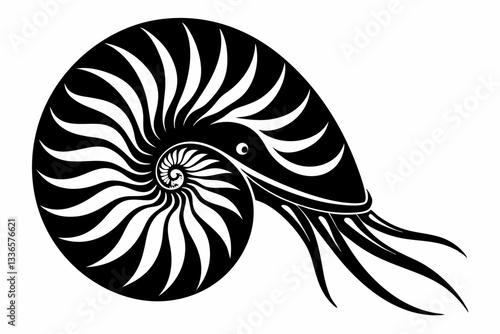 nautilus line art silhouette vector illustration